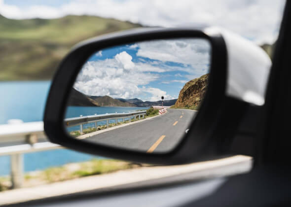 Picture of a car side mirror