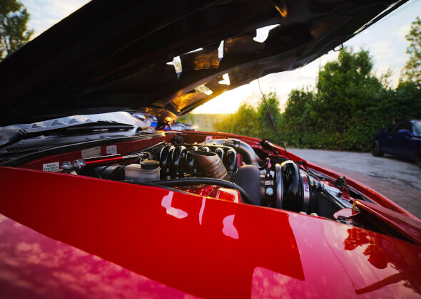 Picture of a car hood.